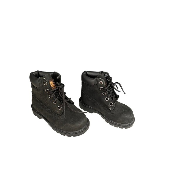 Timberland Boys Black Waterproof Thick Sole Boots US Sz 7 Lace Up Suede Leather - Picture 2 of 8